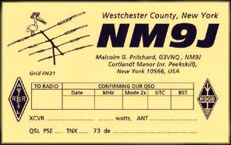 NM9J QSL from Cortlandt Manor, NY