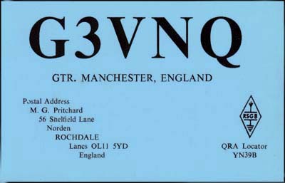 G3VNQ QSL from Norden, nr Rochdale, England